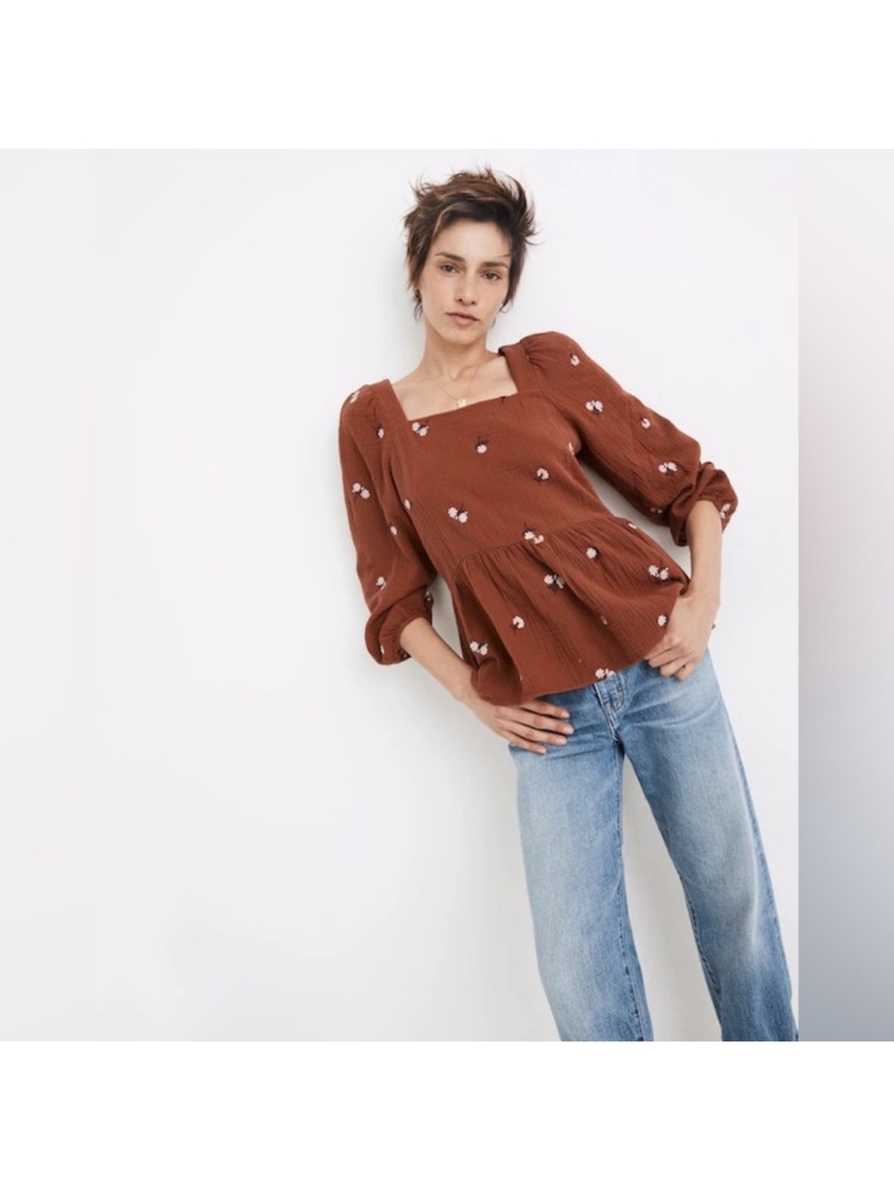 Madewell Rust Square-Neck Top